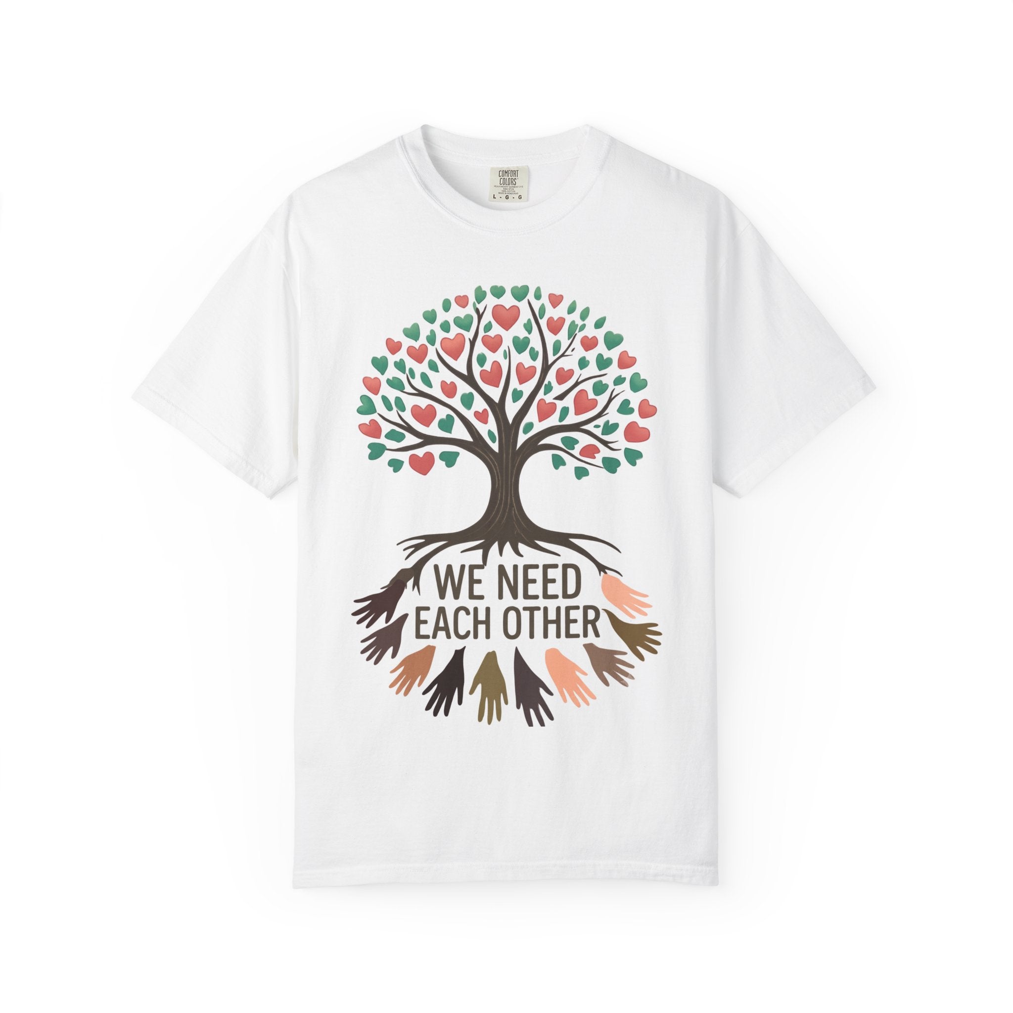 We Need Each Other Hands as Roots T-shirt | unity, diversity tee